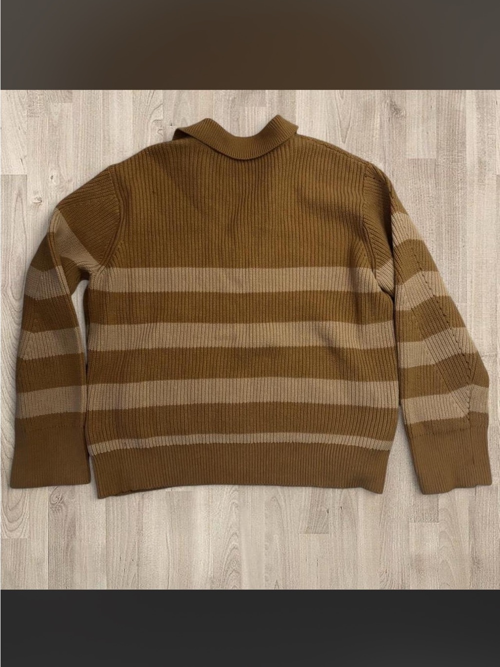Crown & Ivy Brown & Beige Striped Collared Sweater - Picture 4 of 4
